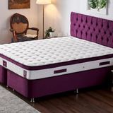 Niron Violet 200x200 Cm Tek Kişilik Yatak ve Sandıklı Mor Kumaş Baza + Başlığı