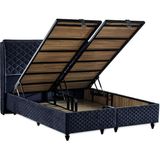 Niron Yatak Baklava Lüks Baza ve Başlık Seti 140X190 cm Çift Kişilik Metal Baza ve Başlık Takımı Antrasit Kumaş - 140 x 190 cm
