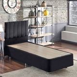 Niron Yatak Ela 100x200 cm Tek Kişilik Siyah Silinebilir Soho Kumaş Baza ve Başlık Seti