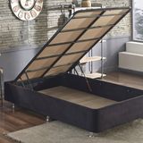 Niron Yatak Ela 120x200 cm Silinebilir Soho Kumaş Tek Kişilik Sandıklı Siyah Kumaş Baza