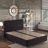 Niron Yatak Ela 150x200 cm Çift Kişilik Siyah Silinebilir Soho Kumaş Baza ve Başlık Seti