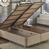 Niron Yatak Ela 150x200 cm Silinebilir Soho Kumaş Çift Kişilik Sandıklı Sütlü Kahve Kumaş Baza