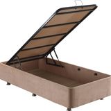 Niron Yatak Ela 80x180 cm Sandıklı Sütlü Kahve Tek Kişilik Kumaş Baza