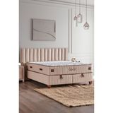 Niron Yatak Hades Baza ve Başlık Seti 90x190 cm Tek Kişilik Paket Yaylı Lüks Krem Baza Başlık