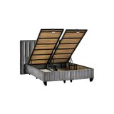 Niron Yatak Hades Lüks Baza ve Başlık Seti 100x200 cm Tek Kişilik Baza ve Başlık Takımı Koyu Gri Özel Kumaş