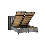 Niron Yatak Hades Lüks Baza ve Başlık Seti 140x190 cm Çift Kişilik Baza ve Başlık Takımı Koyu Gri Özel Kumaş