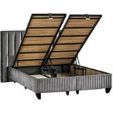 Niron Yatak Hades Lüks Baza ve Başlık Seti 150X200 cm Çift Kişilik Baza ve Başlık Takımı Koyu Gri Özel Kumaş - Antrasit - 150 x 200 cm