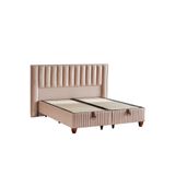 Niron Yatak Hades Lüks Baza ve Başlık Seti 180x200 cm Çift Kişilik Baza ve Başlık Takımı Krem Özel Kumaş