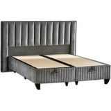 Niron Yatak Hades Lüks Baza ve Başlık Seti 90x190 cm Tek Kişilik Baza ve Başlık Takımı Koyu Gri Özel Kumaş - 90 x 190 cm