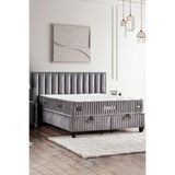 Niron Yatak Hades Yatak Baza ve Başlık Seti 150X200 cm Çift Kişilik Paket Yaylı Lüks Yatak Koyu Gri Baza Başlık - Antrasit - 150 x 200 cm