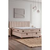 Niron Yatak Hades Yatak Baza ve Başlık Seti 150X200 cm Çift Kişilik Paket Yaylı Lüks Yatak Krem Baza Başlık - 150 x 200 cm