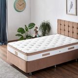 Niron Yatak Latte 120x200 cm Tek Kişilik Baza Başlık Seti - Sert , Kumaş Baza ve Başlık Takımı