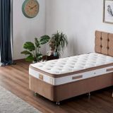 Niron Yatak Latte 80x200 cm Tek Kişilik Baza Başlık Seti - Sert , Kumaş Baza ve Başlık Takımı