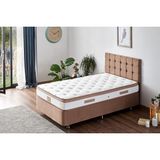 Niron Yatak Latte Tek Kişilik Yatak Baza Başlık Seti - Ortopedik Sert Yatak, Metal Baza ve Başlık Takımı - Sütlü Kahve - 120 x 200 cm