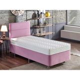 Niron Yatak Niron Pinky Tek Kişilik Yatak Seti - Pembe Kumaş Baza, Başlık ve Yatak Takımı - 90 x 190 cm