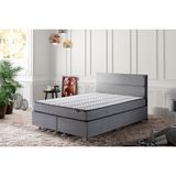 Niron Yatak Niron Silver Yatak Baza Başlık Seti 100x200 Tek Kişilik Full Ortopedik Yatak Gri Keten Baza Başlık - 100 x 200 cm