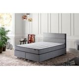 Niron Yatak Niron Silver Yatak Baza Başlık Seti 90x190 Tek Kişilik Full Ortopedik Yatak Gri Keten Baza ve Başlık - 90 x 190 cm