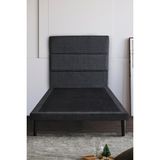 Niron Yatak Niron Slim Baza ve Başlık Takımı 100X200 Tek Kişilik Gri Kumaş Kaplı Metal Karyola ve Başlık Seti - Koyu Gri - 100 x 200 cm