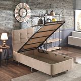 Niron Yatak Polo 100x200 CM Soho Kumaş Tek Kişilik Sütlü Kahve Kumaş Baza Ve Başlığı
