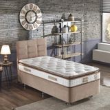 Niron Yatak Queen 100x200 cm Tek Kişilik Pedli Seti - Sütlü Kahve Kumaş Baza, Başlık ve Takımı