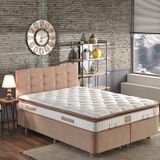 Niron Yatak Queen Çift Kişilik Pedli 180x200 cm Ortopedik Yatak Kumaş Baza Ve Başlık Seti