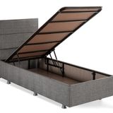 Niron Yatak Silver Baza ve Başlık Seti 100x200 cm Tek Kişilik Kaydırmaz Kumaşlı Gri Keten Baza ve Başlığı