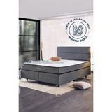Niron Yatak Silver Çift Kişilik Yatak Seti 160x200 cm, Full Ortopedik Sert Yatak Kaydırmaz Kumaş Kaplı Metal Baza ve Başlık Takımı - Gri - 160 x 200 cm