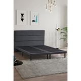 Niron Yatak Slim Baza ve Başlık Takımı 180x200 Çift Kişilik Gri Kumaş Kaplı Metal Karyola ve Başlık Seti