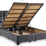 Niron Yatak Star Baza ve Başlık Seti 100x200 cm Tek Kişilik Antrasit Keten Kumaşlı Lüks Baza ve Başlık Takımı
