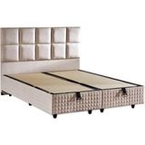 Niron Yatak Star Baza ve Başlık Seti 160X200 cm Çift Kişilik Krem Keten Kumaşlı Lüks Baza ve Başlık Takımı - 160 x 200 cm