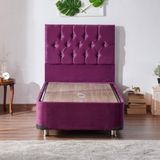 Niron Yatak Violet 90x200 cm Tek Kişilik Sandıklı Mor Kumaş Baza ve Başlığı