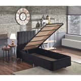 Nironyatak Niron Ela Baza Ve Başlık Seti - 80X180 Cm Tek Kişilik Siyah Kumaş