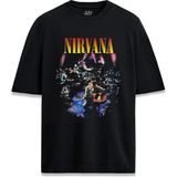 Nirvana Akustik Konser Tasarım Baskılı Unisex Siyah Tişört - XL