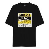 Nirvana baskılı Siyah Oversize Unisex Tişört