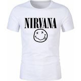 Nirvana Erkekler Baskılı Kısa Kollu Tişörtü - Beyaz