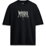 Nirvana Gothic Logo Özel Tasarım Baskılı Unisex Tişört - Siyah