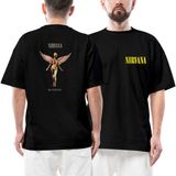 Nirvana In Utero Ön Arka Baskılı Siyah Oversize Tişört