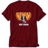 Nirvana Kurt Cobain Guitar Angel Kırmızı Tişört Liyada - 3XL