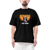 Nirvana Kurt Cobain Guitar Angel Oversize Siyah Tişört - M