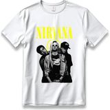Nırvana Kurt Cobain Model Baskı T-Shirt Unisex %100 Pamuk Nefes Alan Kalın Kumaş Nirvana Rock Tişört - Beyaz
