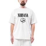 Nirvana Logo Classic Oversize Beyaz Tişört - M