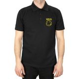 Nirvana Logo Polo Yaka Siyah Tişört - M