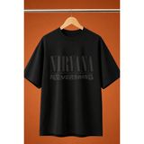 Nirvana Nevermind Baskili Oversize Tisort - Siyah - XL