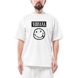 Nirvana Smile Oversize Beyaz Tişört