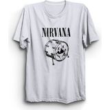 Nirvana, Smiling Drum, Bateri, Davul, Rock Metal Müzik Grubu %100 Pamuk Tişört - Beyaz