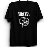 Nirvana, Smiling Drum, Bateri, Davul, Rock Metal Müzik Grubu %100 Pamuk Tişört - Siyah