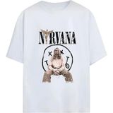 Nirvana Unisex Pamuklu Tişört | Özel Nirvana Tasarımlı Yüksek Kalite Baskılı T-Shirt - Beyaz - XL