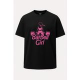 nirvoda Oversize Barbell Girl Pembe Fitness Baskılı Kadın Gym Tişört