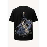nirvoda Oversize Tanjiro Nezuko Kamado Bond Demon Slayer Tişört - Ön Arka Büyük Baskı - Geniş Kesim