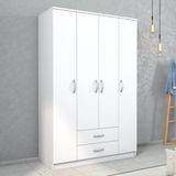 Nisa 4 Kapılı 2 Çekmeceli 10 Raflı Geniş Gardrop Beyaz - GRD10001 - Renk
